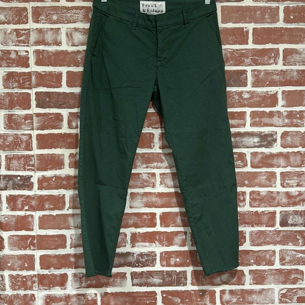 Frank & Eileen Wicklow Stretch Cotton Cropped Chino Pants Green Womens Size 6